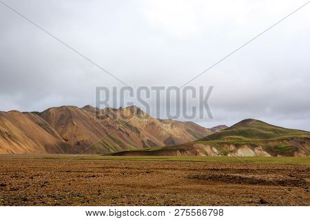 Landmannalaugar Area Landscape, Fjallabak Nature Reserve, Iceland. Colored Mountains