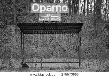 Oparno, Czech Republic - December 19, 2018:  Train Station In Oparenske Udoli Valley In Forest In Cz