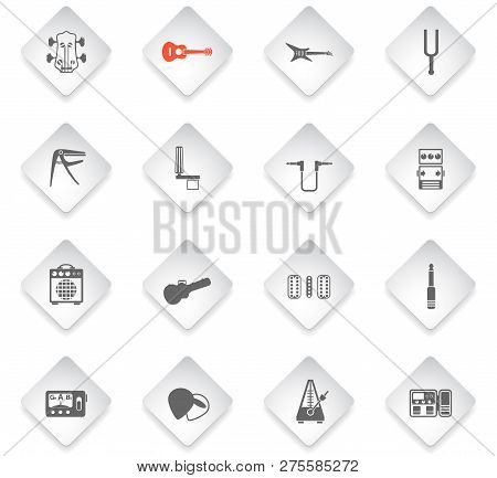 Guitar And Accessories Flat Rhombus Web Icons For User Interface Design
