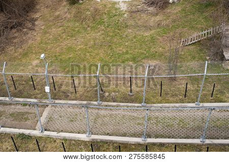 Metal Fence In Zoopark. Dancing Bears Park In Belitsa, Bulgaria