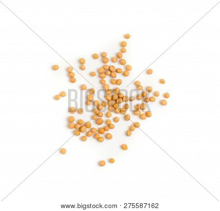 Dry Yellow Mustard Seeds Isolated On White Background