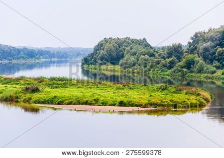 Juicy Grass Island On Nemun River In Nemun National Park Forest