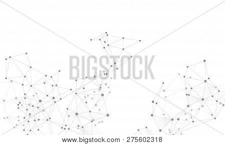 Gometric Plexus Structure Cybernetic Concept. Network Nodes Greyscale Plexus Background. Chemical Fo