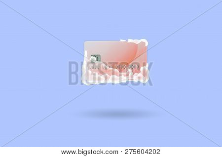 Frozen Red Credit Card In White Ice Blocks