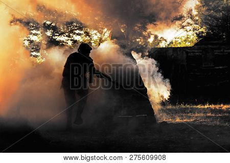 Lasertag Player Running On Polygon After Smoke Grenade Explosion