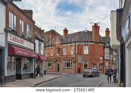 York, England - April 2018: Old Building Of Cross Keys Restaurant And Nicholson’s Pubs At Corner On