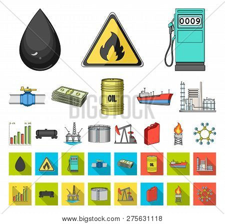 Oil Industry Cartoon, Flat Icons In Set Collection For Design. Equipment And Oil Production Vector S