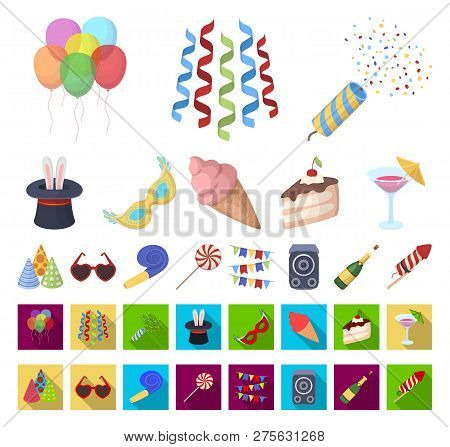 Party, Entertainment Cartoon, Flat Icons In Set Collection For Design. Celebration And Treat Vector 
