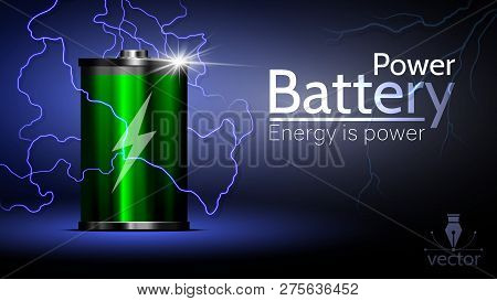 Beautiful Energy Battery On A Beautiful Background - Vector