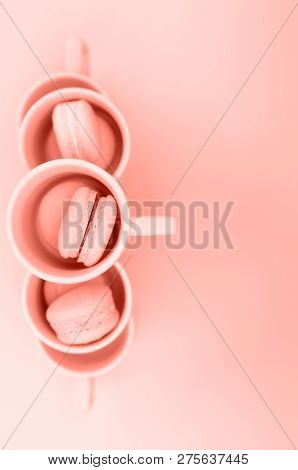 Photo In The Color Of The Year 2019 Coral Color. There Is A Place For Text.