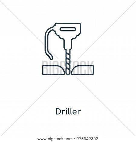 Driller Icon In Trendy Design Style. Driller Icon Isolated On White Background. Driller Vector Icon 