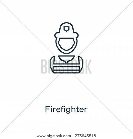 Firefighter Icon In Trendy Design Style. Firefighter Icon Isolated On White Background. Firefighter 