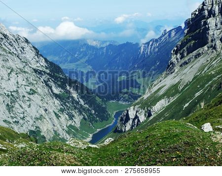 Alpine Lake Fahlensee In Mountain Range Alpstein - Canton Of Appenzell Innerrhoden, Switzerland