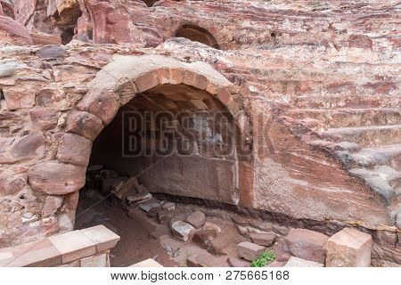Wadi Musa, Jordan, December 06, 2018 : The Entrance To The Remains Of Nabatean Theatre In Petra - Th