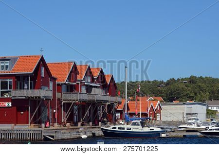Marina of the Norwegian fishing town Hvaler . June 19,2018. Hvaler,Norway