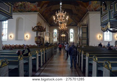 Oslo Cathedral or The Domkirken church, main church for Church of Norway. June 17,2018. Oslo,Norway