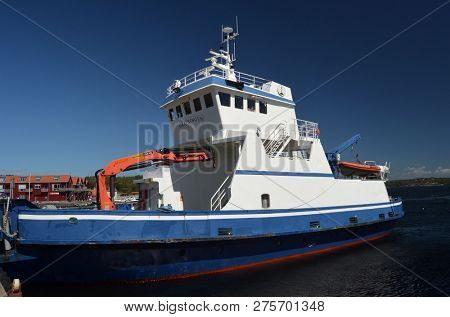 Marina of the Norwegian fishing town Hvaler . June 19,2018. Hvaler,Norway