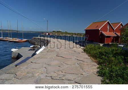 Marina of the Norwegian fishing town Hvaler . June 19,2018. Hvaler,Norway