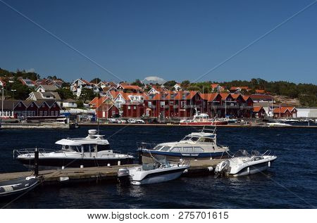 Marina of the Norwegian fishing town Hvaler . June 19,2018. Hvaler,Norway