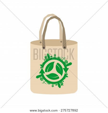 Ecology Concept,eco-friendly Fabric Bag Ideas.vector Illustration