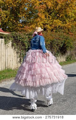 Arrowtown, New Zealand - April 2018: Tourists Flock To Arrowtown For The Akura Arrowtown Autumn Fest