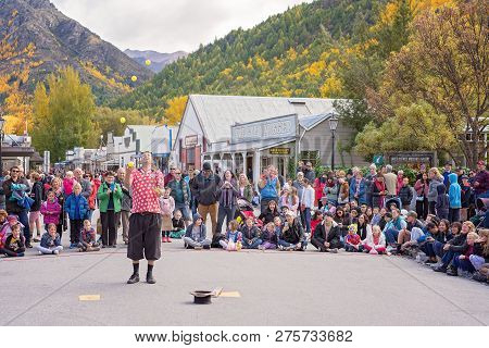 Arrowtown, New Zealand - April 2018: Tourists Flock To Arrowtown For The Akura Arrowtown Autumn Fest