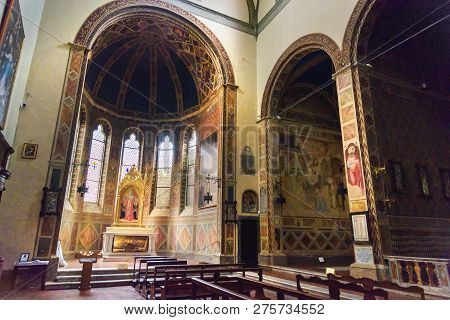 Siena, Italy - October 02, 2018: Interior Of Basilica Maria Dei Servi Is Church In Siena