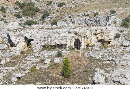 Rupestrian kirke. Matera. Basilicata. Italien.