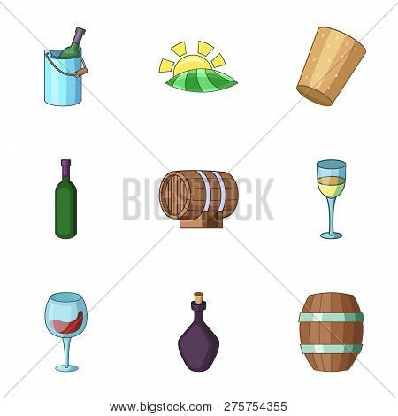 Viticulture Icons Set. Cartoon Set Of 9 Viticulture Icons For Web Isolated On White Background