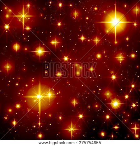 Abstract, Art, Background ,background Lovely ,bright, Bright Gold Stars On Black Background, Holiday