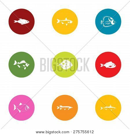 Fish Breeding Icons Set. Flat Set Of 9 Fish Breeding Icons For Web Isolated On White Background