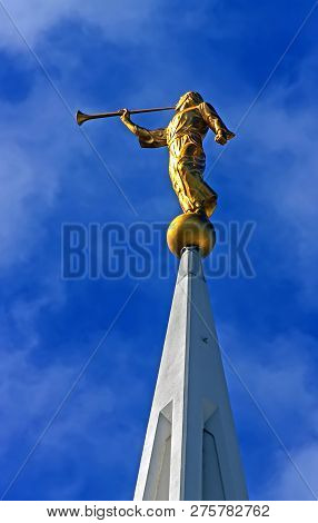 Statue Of The Angel Moroni, The San Diego  Mormon Temple,california.