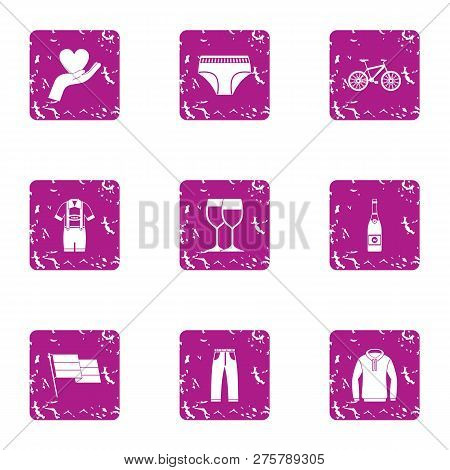 Tryst Icons Set. Grunge Set Of 9 Tryst Icons For Web Isolated On White Background