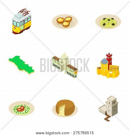 Townlet Icons Set. Isometric Set Of 9 Townlet Icons For Web Isolated On White Background