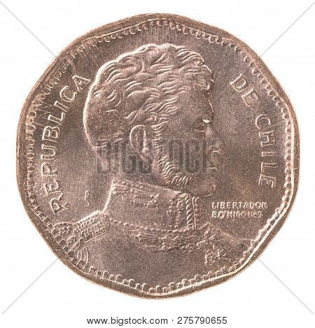 Chilean Pesos Coin Isolated On White Background