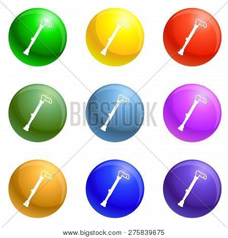 Walking Stick Icons Vector 9 Color Set Isolated On White Background For Any Web Design