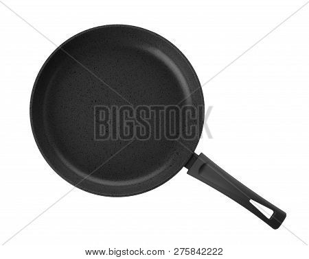 Modern Clean Frying Pan Isolated On White, Top View