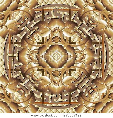 Modern Ornamental Vintage 3d Greek Vector Seamless Pattern. Geom