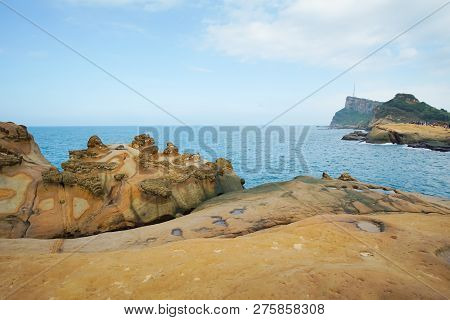 Scenery Of Yehliu Geopark In Taiwan. Yehliu Geopark Is The International Landmark In New Taipei City