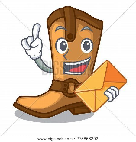 With Envelope Cowboy Boots Isolated In The Mascot
