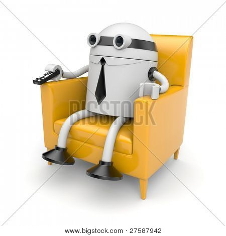หุ่นยนต์นักธุรกิจเป็นอย่าง และดูสิ่งที่