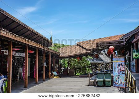 Chonburi/thailand - June 17 2017:unacquainted Thai People Walking In Pattaya Floating Market.chonbur