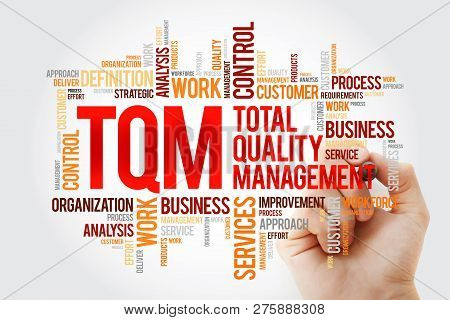Tqm - Total Quality Management Word Cloud With Marker, Business Concept Background