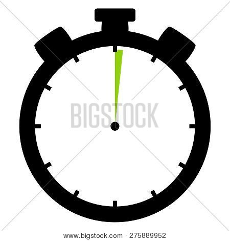 Isolated Stopwatch Icon Black Green Shows 1 Second Or 1 Minute