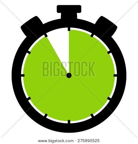 Isolated Stopwatch Icon Black Green Shows 55 Seconds 55 Minutes Or 11 Hours