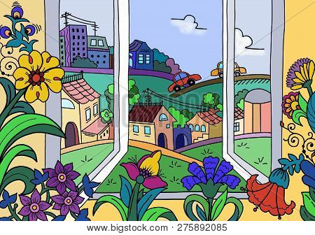 The View From The Window Of The City Illustration