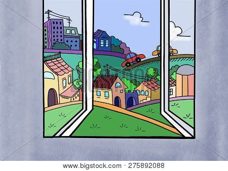 The View From The Window Of The City Illustration