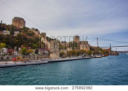 Rumelian Castle In Bosphorus Strait Coast Of Istanbul City, Turkey