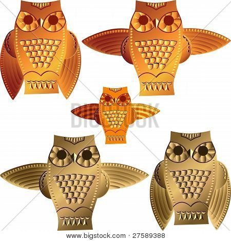 Vector Set Decorative Owls