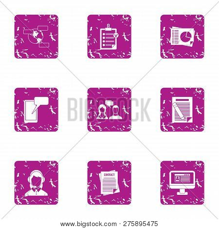 Escort Icons Set. Grunge Set Of 9 Escort Icons For Web Isolated On White Background